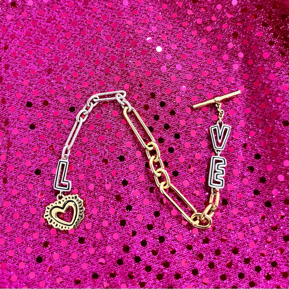 Gold and Silver LOVE Charm Bracelet